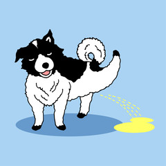 funny dog peeing happy hand drawn vector illustration
