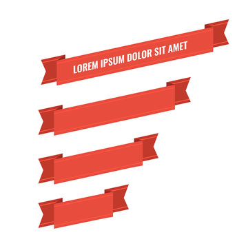 Red web ribbon banners set