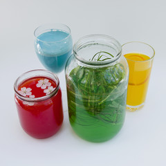 glass of juice and fruits