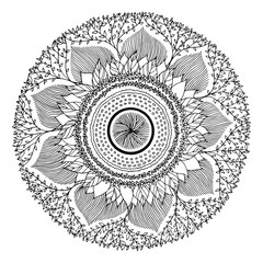 chakra mandala icon symbol, flower floral, vector hand drawn