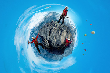 Extreme climbing is his adrenaline . Mixed media