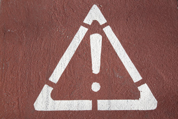Exclamation Mark Printed on Road Surface