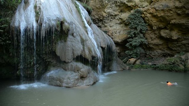 Kor luang Waterfull in Mae Ping National Park,Li,Lamphun,Thailand.