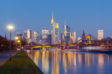 Frankfurt. City embankment and skyscrapers of the 's business center.
