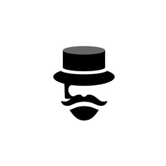 Fototapeta premium people Retro old mustache vintage style beard gent icons. Barber mister gentleman party black vector silhouette.