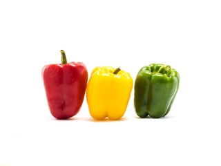 Bell pepper is ingredient in a healthy diet on white background