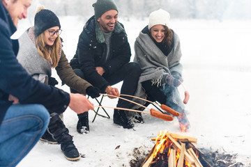 Making a barbecue in winter