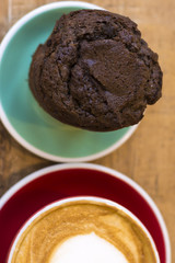 Coffee with milk and brownie