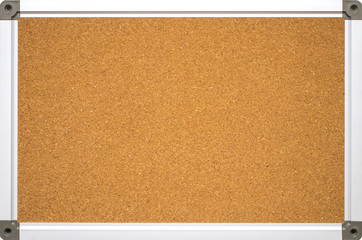 Cork board with aluminum frame. isolated