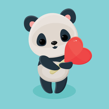 Panda holding lollipop
