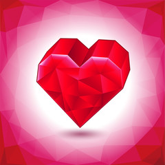 Naklejka na ściany i meble abstract three-dimensional red heart triangles