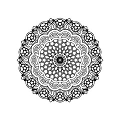 Abstract design black white element. Round mandala in vector. Graphic template for your design. Circular pattern.
