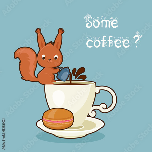 "Squirrel making coffee" Stock image and royaltyfree vector files on