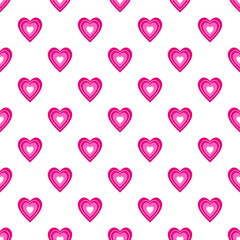 Valentine's day seamless patterns. Endless texture with hearts in pink and white. 
Vector illustration in design style. For invitations, scrap-booking, cards, posters. 