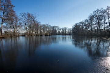 Fototapeta na wymiar Lake With Ice At Niepkuhlen