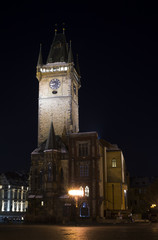 Fototapeta na wymiar Old town Hall, Prague, Czech Republic / Czechia - famous historical building with tower made in gothic style