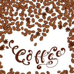 Vector ink lettering. Hand drawn poster. Coffee design