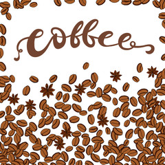 Obraz premium Vector ink lettering. Hand drawn poster. Coffee design