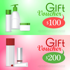 Gift Voucher Cosmetic Template. Certificate Coupon