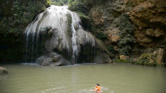 Kor luang Waterfull in Mae Ping National Park,Li,Lamphun,Thailand.