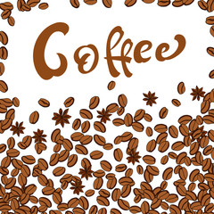 Poster with hand lettering. Quote for card design. Ink illustration. Coffee design