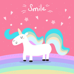 Cute unicorn print for kids. Smile card