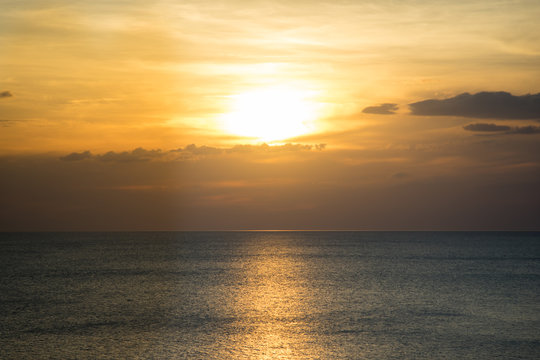 Sunset at the ocean (copy space)