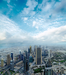 Fototapeta na wymiar Dubai day time aerial cityscape view