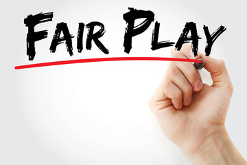 Hand writing Fair play with marker, concept background