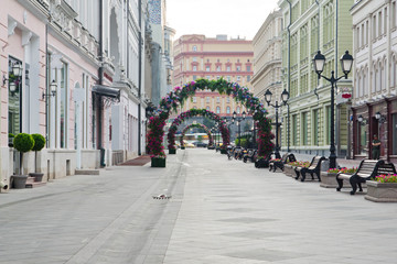 pedestrian street in city at summer