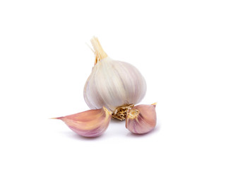 Healthy fresh garlic isolated on white background