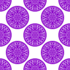 Vector Seamless Lilac Floral Mandala Pattern