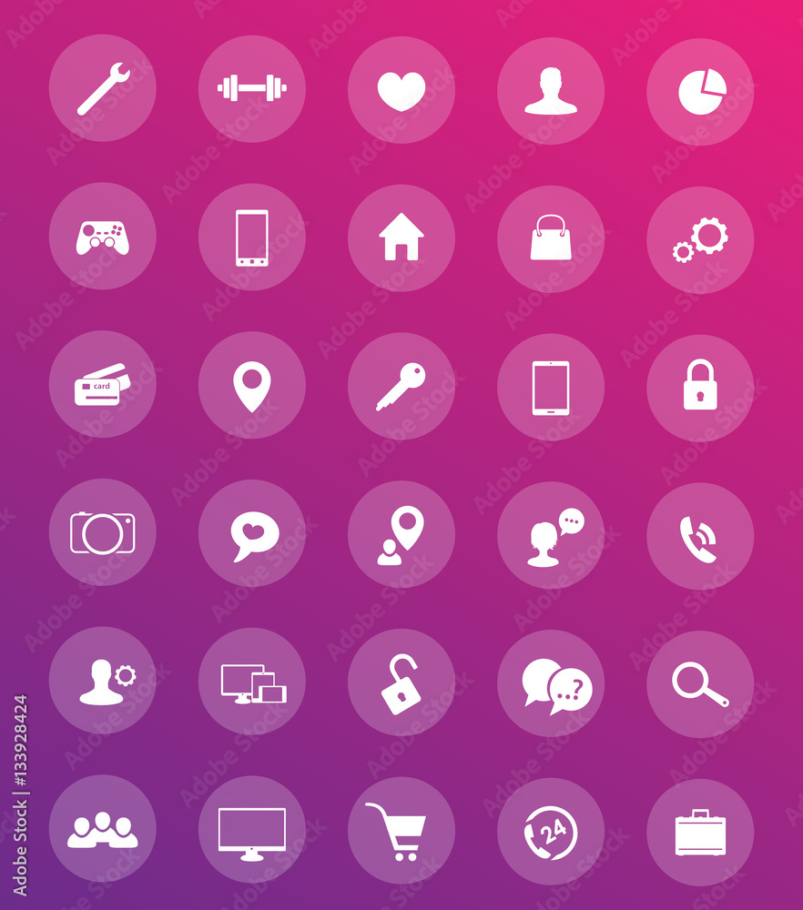 Poster 30 icons for web design and apps