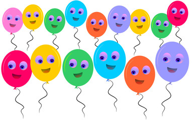 Obraz na płótnie Canvas Seamless Cute Happy Balloon Faces on White Background