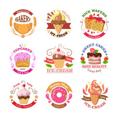 Set of Confectionery Logos Isolated. Vector Sweets