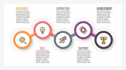 Business infographics. Presentation slide, chart, diagram with 5 steps, options.