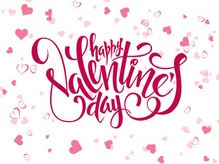 vector hand lettering valentines day greetings text with heart shapes