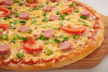 appetizing pizza on a white background