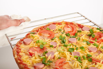 appetizing pizza on a white background