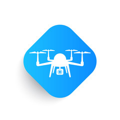 Drone icon, quadrocopter with camera, aerial photography
