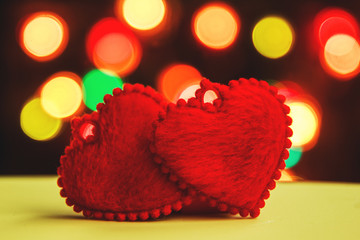 two hearts on bokeh background

