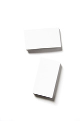 Two Stack Of Blank Business Card With Soft Shadows On White Background