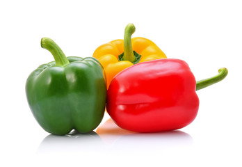 three fresh sweet pepper isolated on white background