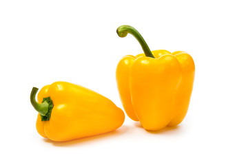 peppers with white background. Cut in half with slices