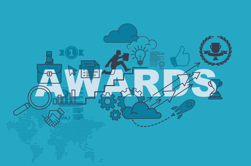 Awards website banner concept with thin line flat design