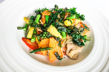 Authentic thai food taken outdoor in natural lights