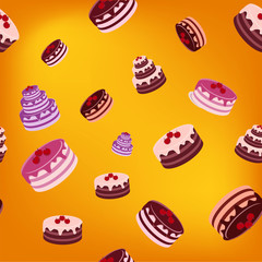 Seamless background of cakes