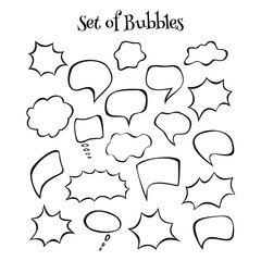 Empty comic speech bubbles collection. Set message clouds in cartoon style.  Template for comic books, pop art posters etc