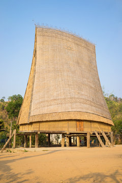 Rong house in Bahnar villages in Central Vietnam. The Rong is used as a venue for festivals and village meetings, is the communal house of villages of the Bahnar, Jarai and other ethnic minorities
