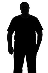 silhouette of a man with a dense constitution ful